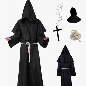 Black Hooded Monk Costume Unisex OSFM